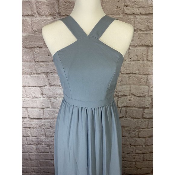 NEW Lulus XS Air of Romance Blue Halter Maxi Dress Bridesmaid Gown Dance 9046 - Picture 2 of 10